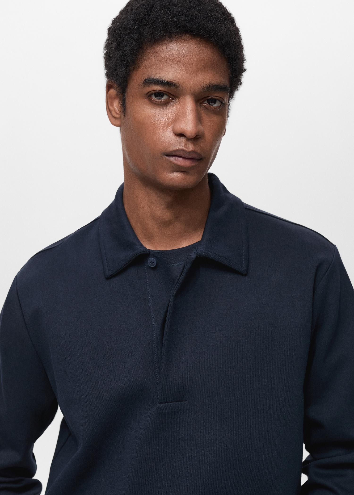Regular-fit cotton polo sweatshirt - Men | MANGO USA Product Image