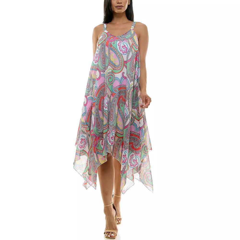 Women's Nina Leonard Uneven Hem Dress, Size: Large, Guava Team Product Image