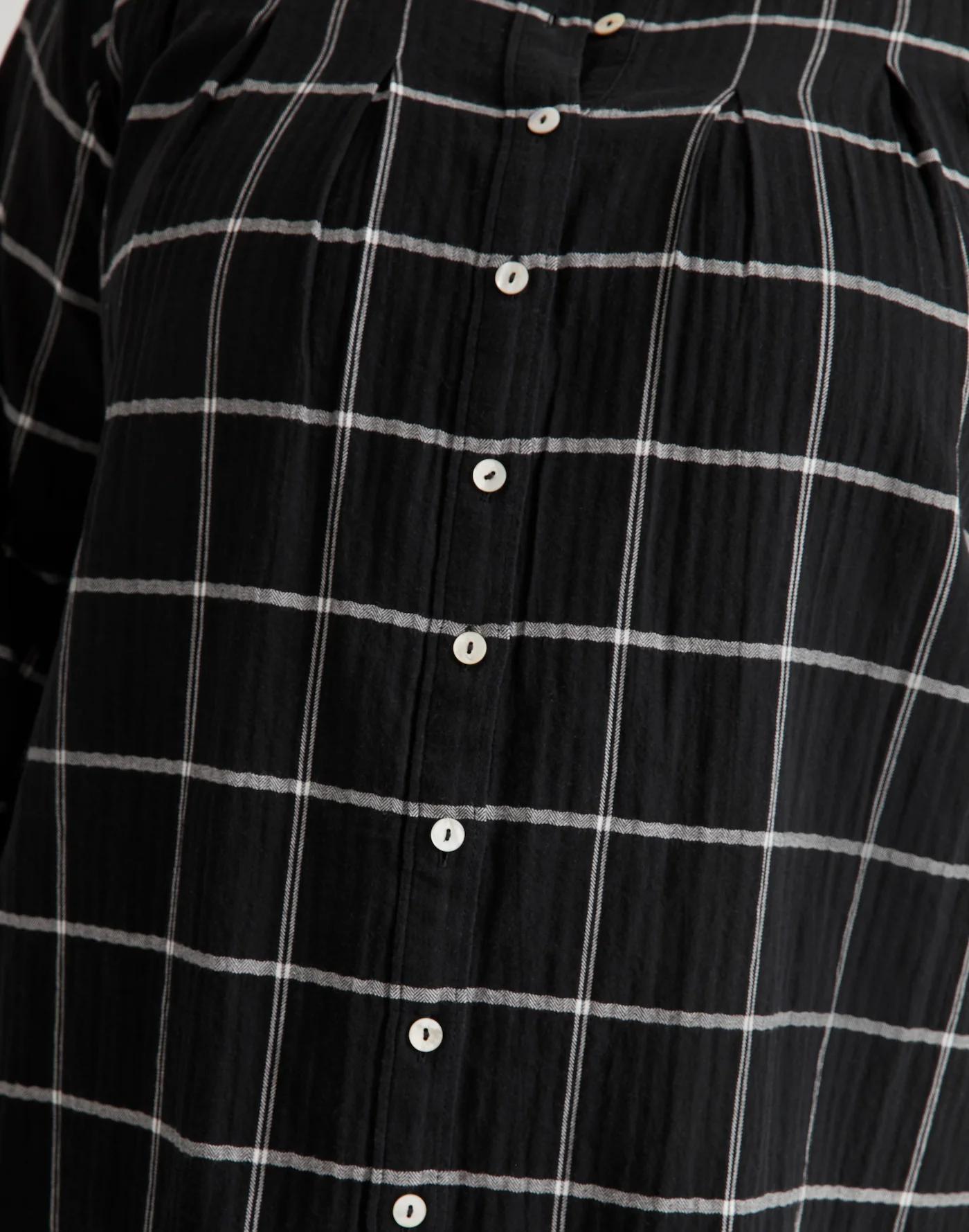 Plus Collarless Shirtdress in Windowpane Product Image