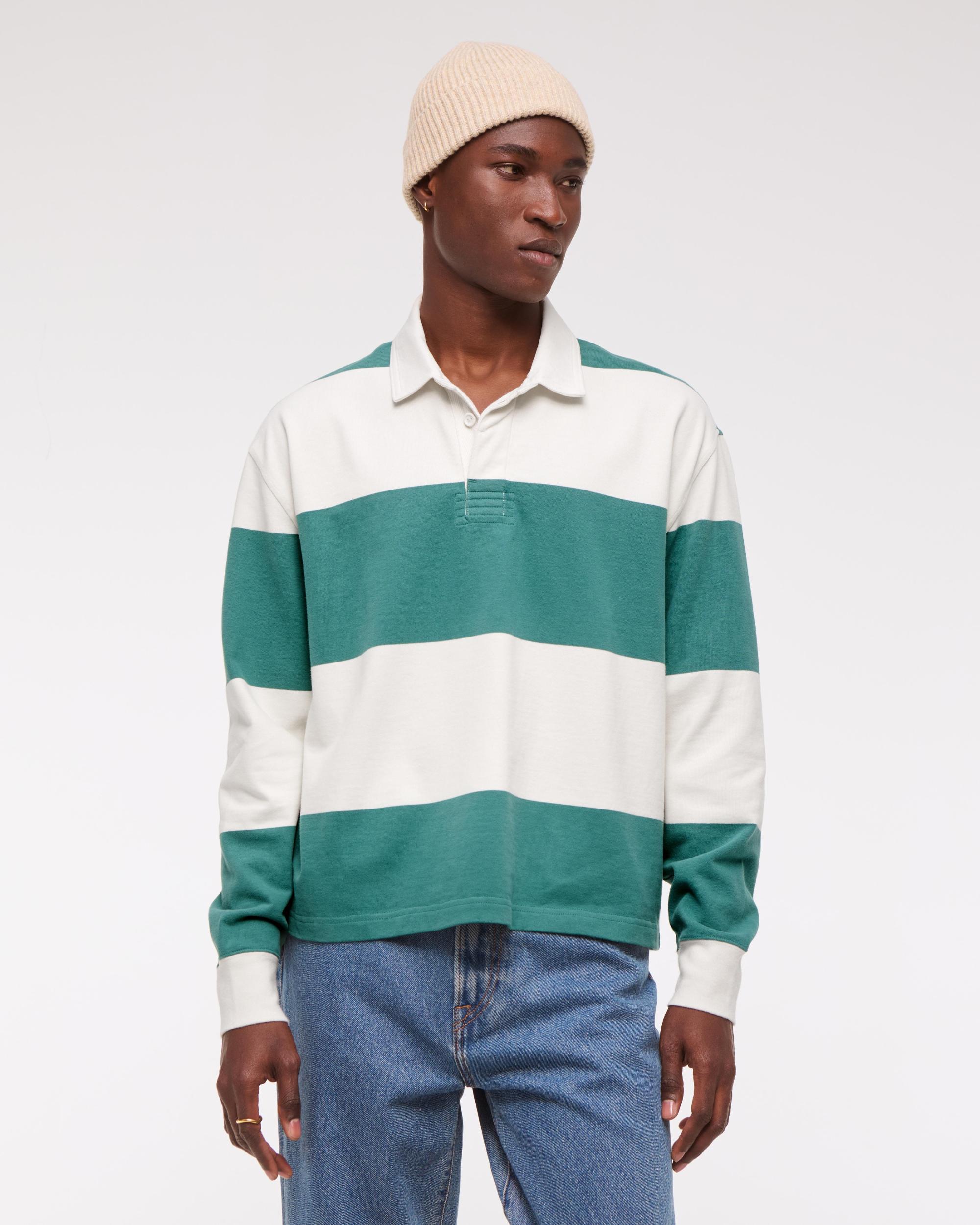 Long-Sleeve Cropped Rugby Polo Product Image