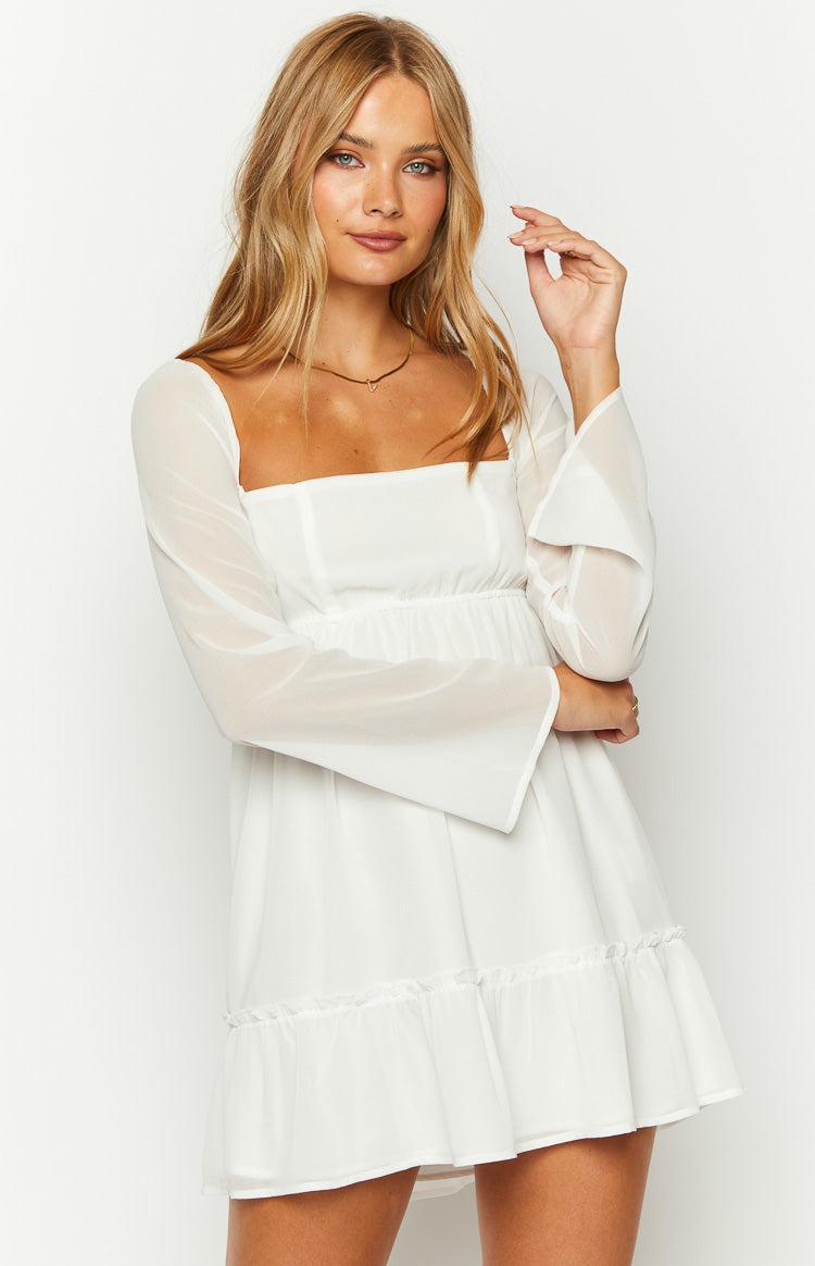 Gemima White Chiffon Mini Dress Product Image