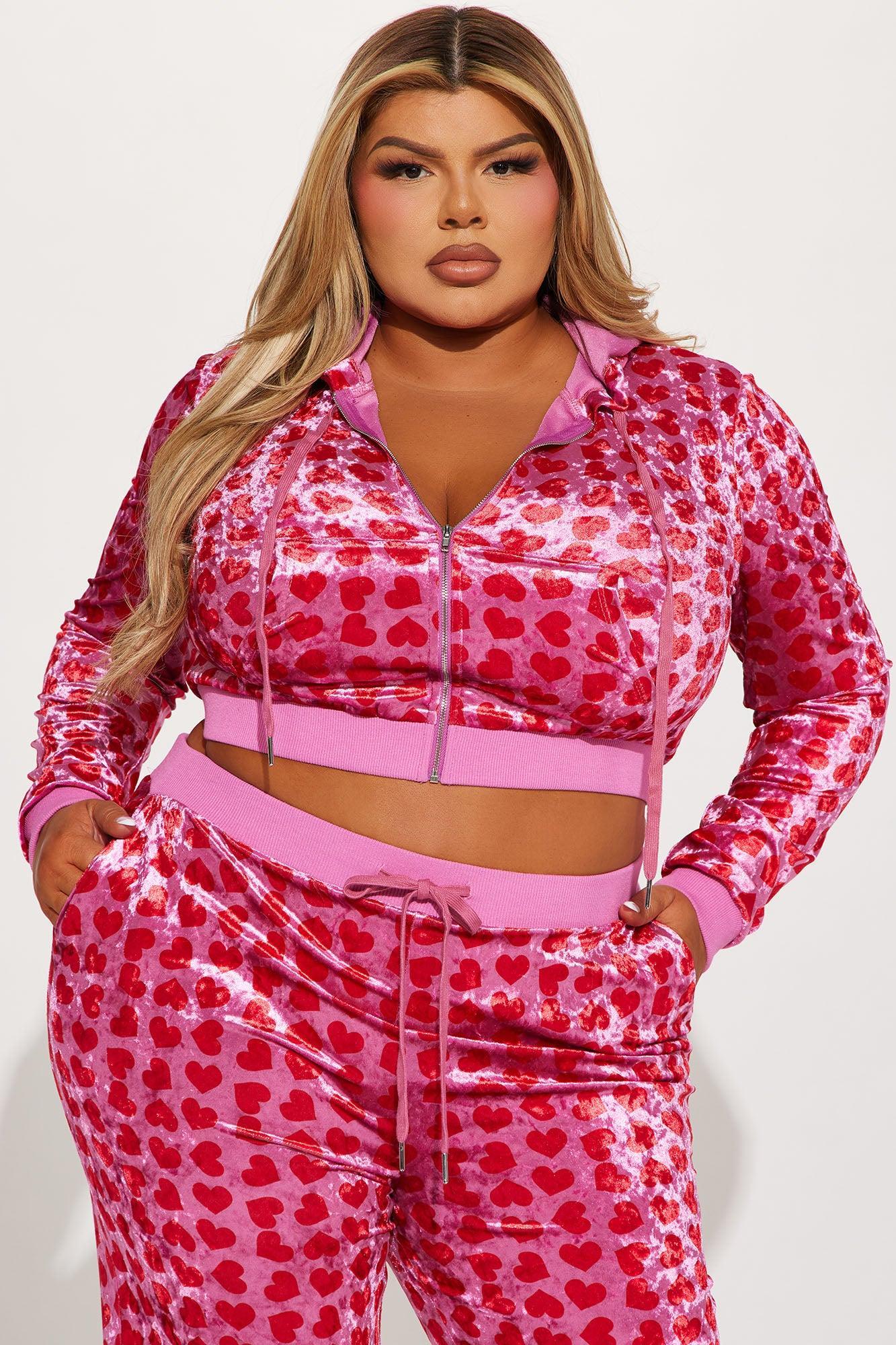 Valentine Crush Velvet Pant Set - Pink/combo Product Image