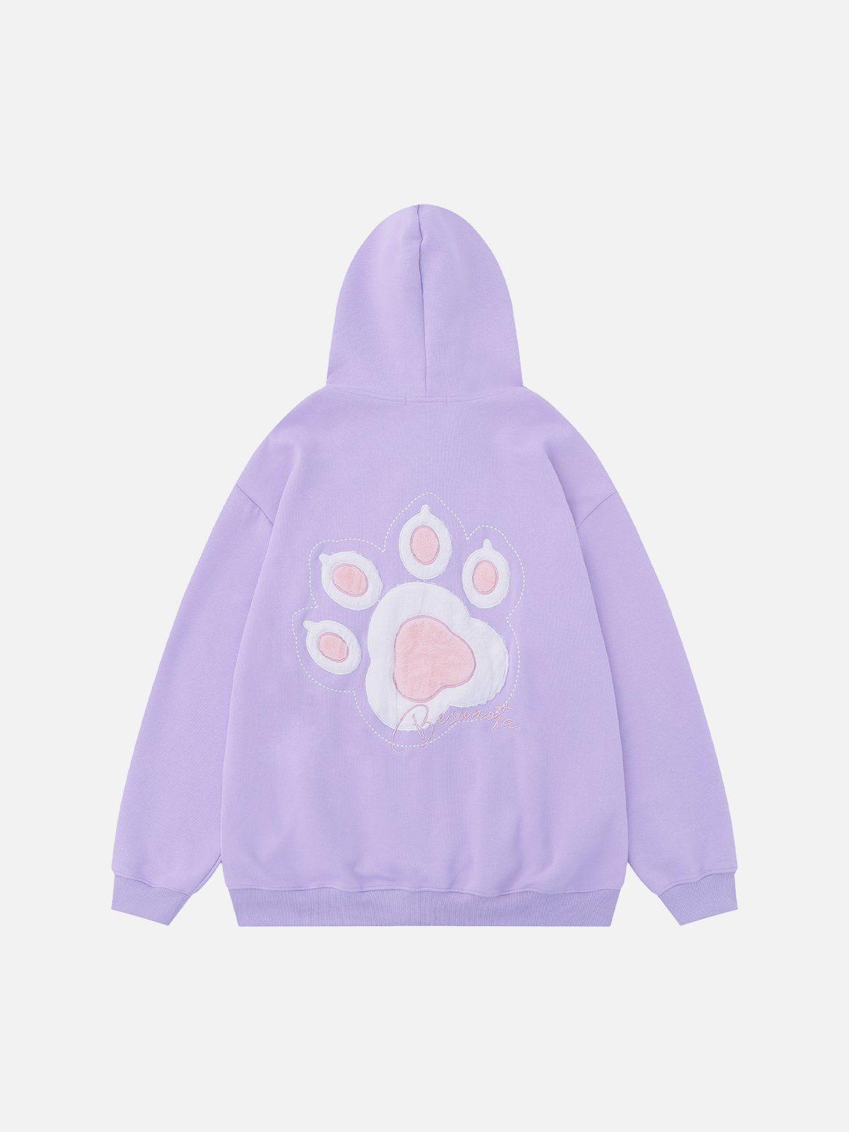 Aelfric Eden Cat Paw Embroidery Zip Up Hoodie Product Image
