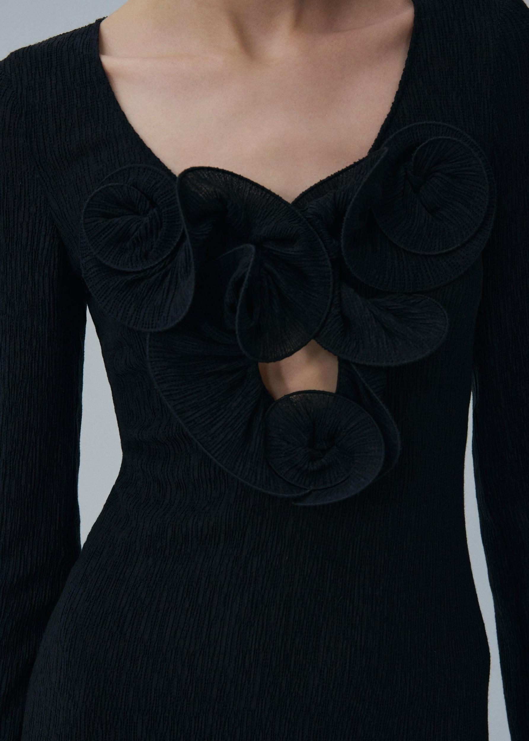 Long sleeve crepe beach maxi dress in black Product Image