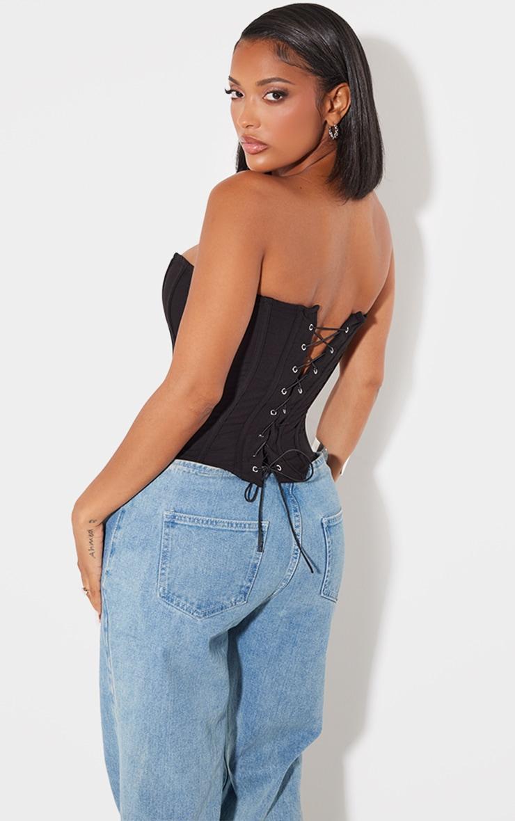 Shape Black Lace Up Back Woven Corset Product Image