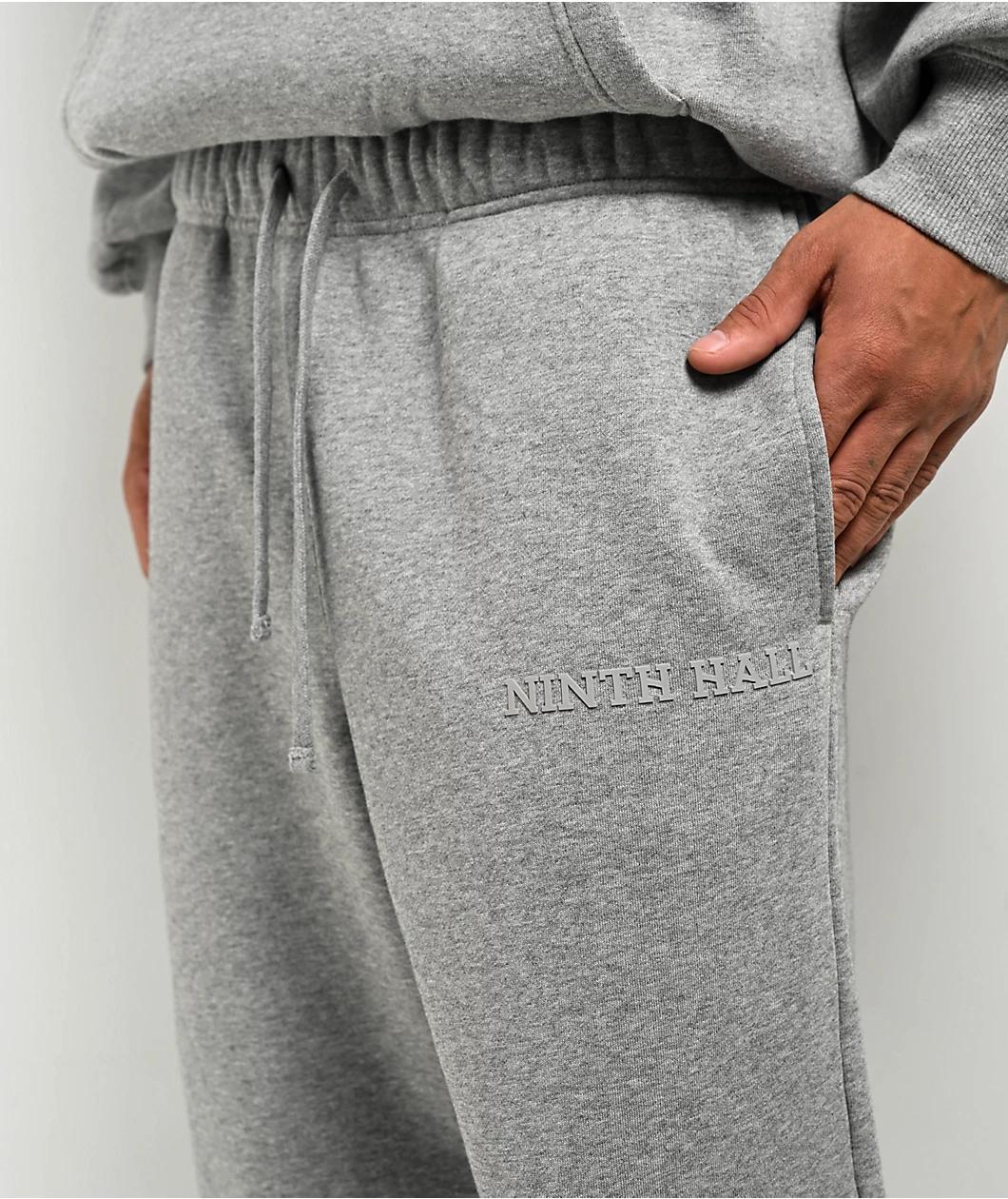 Ninth Hall Fundamentals Logo Grey Oversized Open Hem Sweatpants Product Image