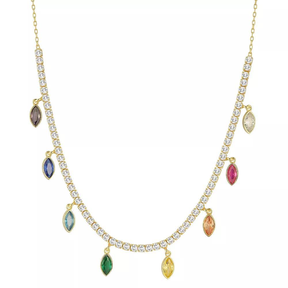 Sunkissed Sterling 14k Gold Over Silver Cubic Zirconia Charm Necklace, Women's, Gold Tone Product Image
