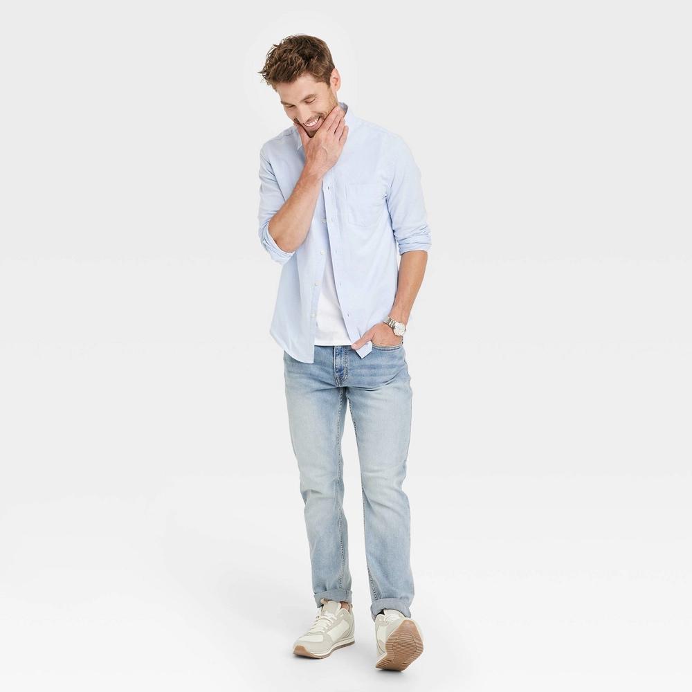 Men's Every Wear Long Sleeve Oxford Button-Down Shirt - Goodfellow & Co™ Light Blue M: Slim Fit, Product Image
