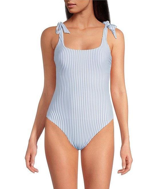 A Loves A Reversible Chevron Flower Bandeau Tie Shoulder One Piece Swimsuit Product Image