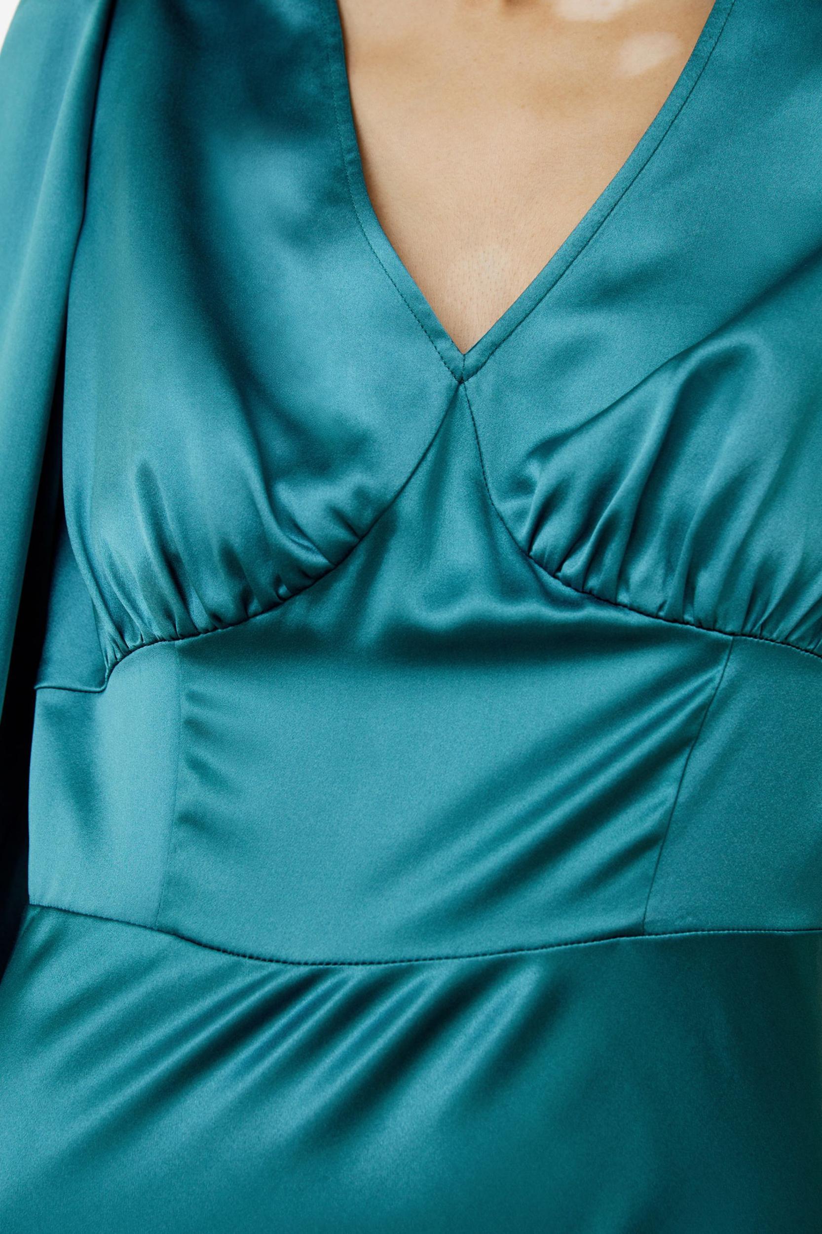 V-Neck Silk Waisted Dress Product Image