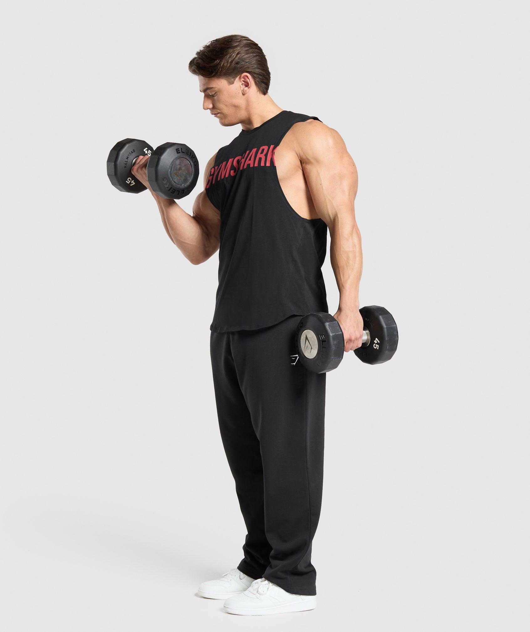 Gymshark Prime Drop Arm Tank - Black/Vivid Red Male Product Image