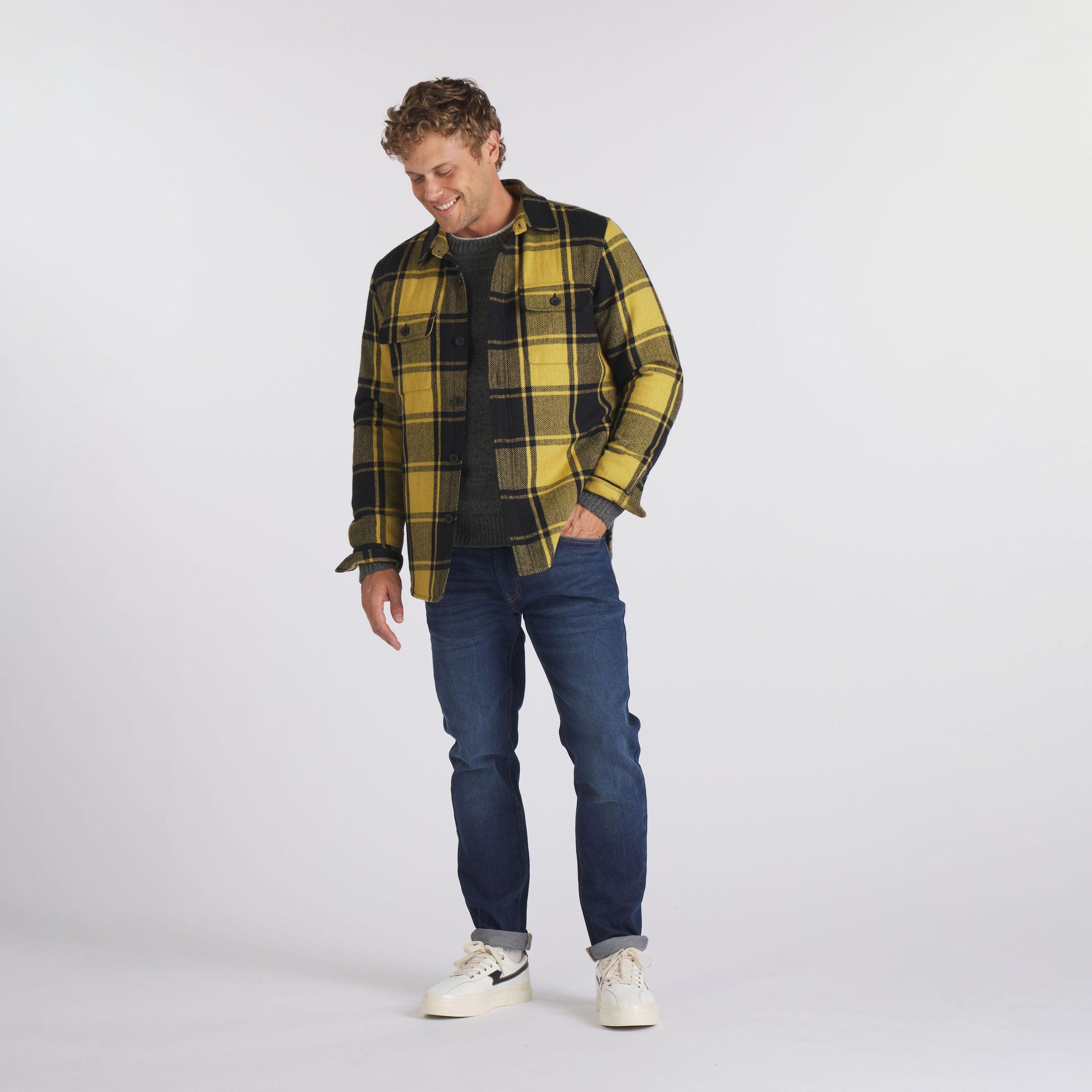 Retro Wool Padded Shirt Jacket - Mustard Black (Final Sale) Product Image
