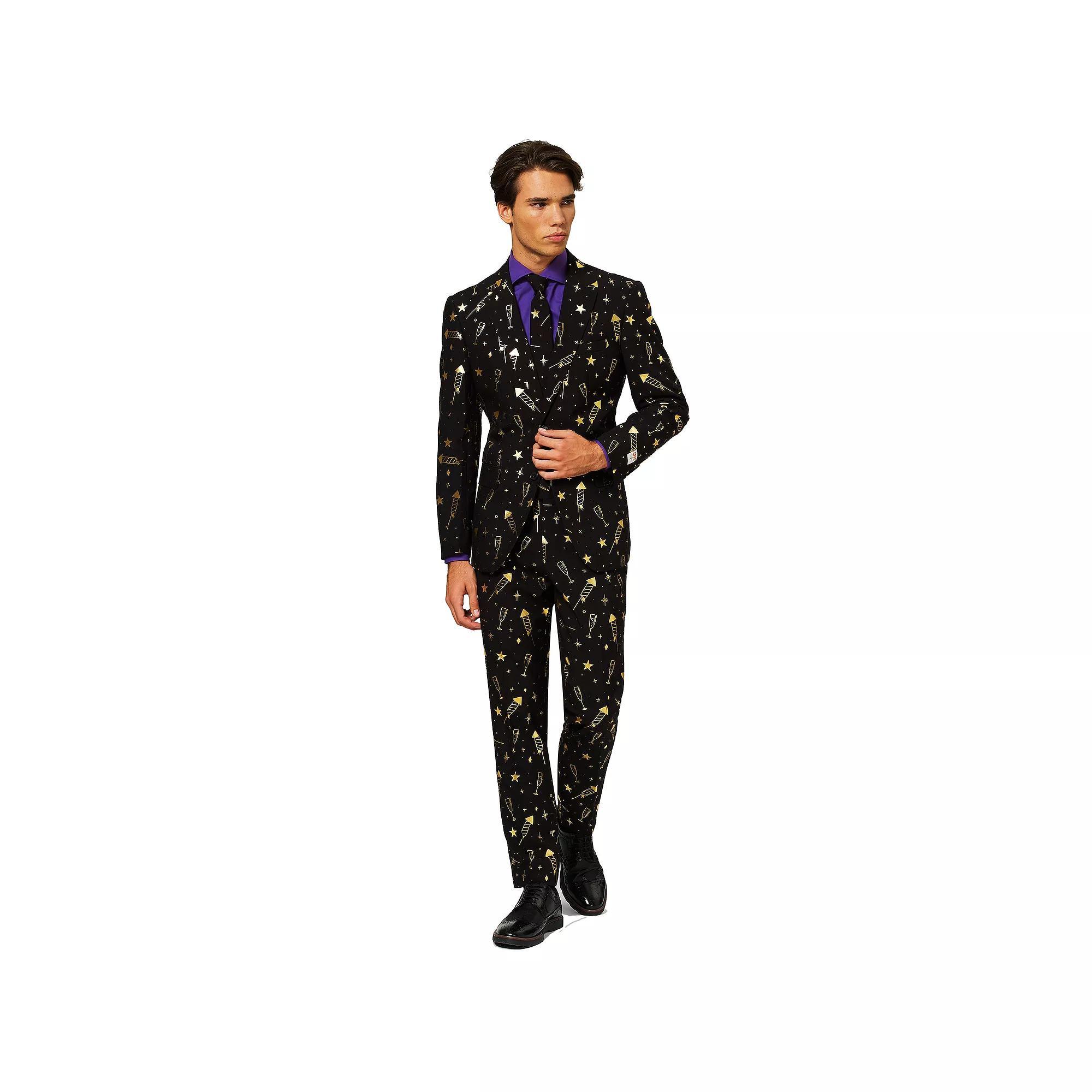 Men's OppoSuits Slim-Fit Fancy Fireworks Novelty Suit & Tie Set, Size: 36 - Regular, Multi Product Image