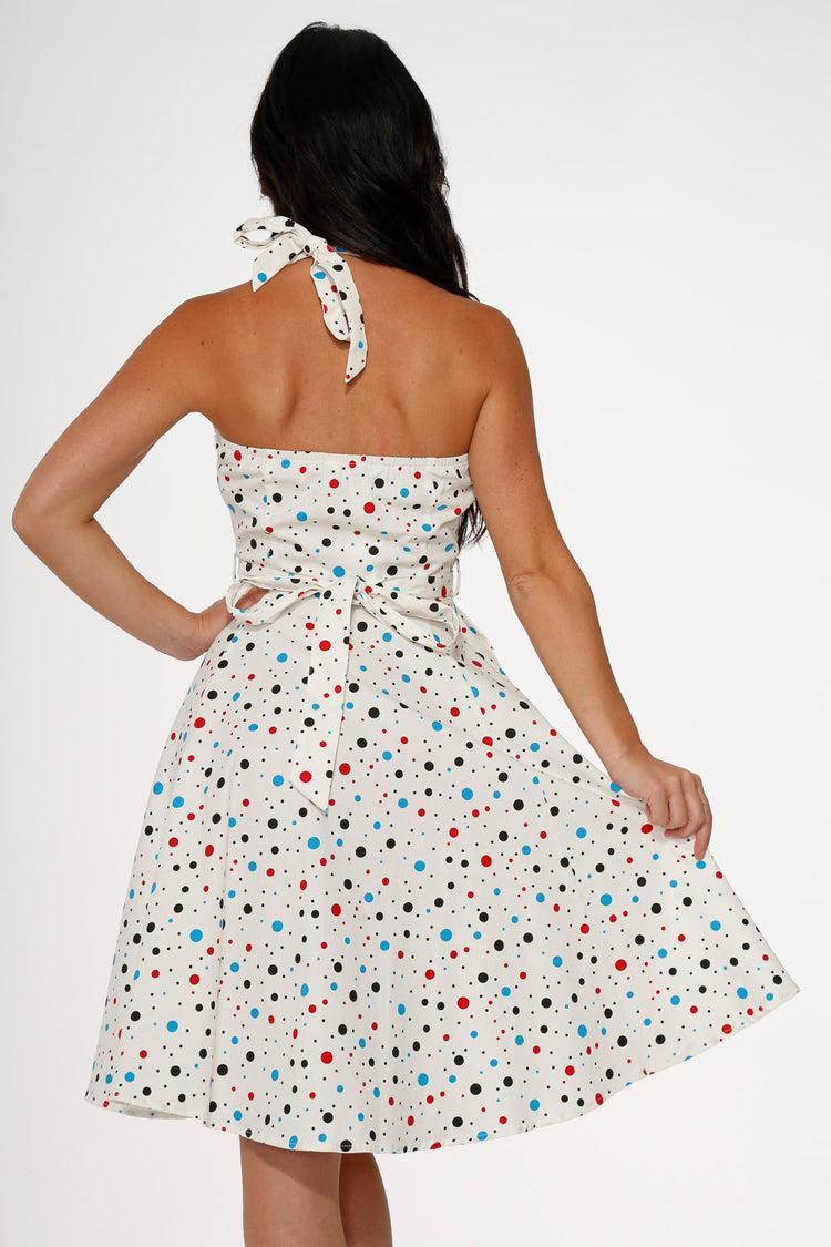 White Candy Halter Swing Dress Product Image