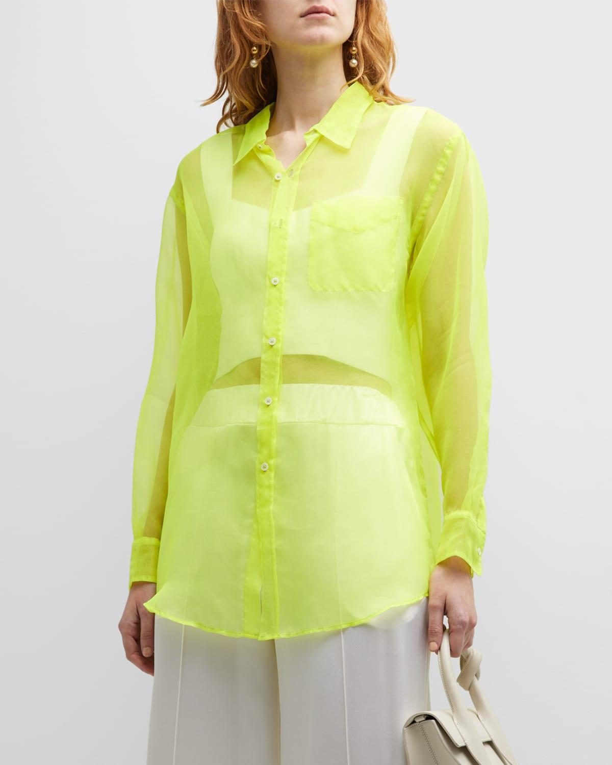 Womens Oversized Sheer Button-Front Shirt Product Image