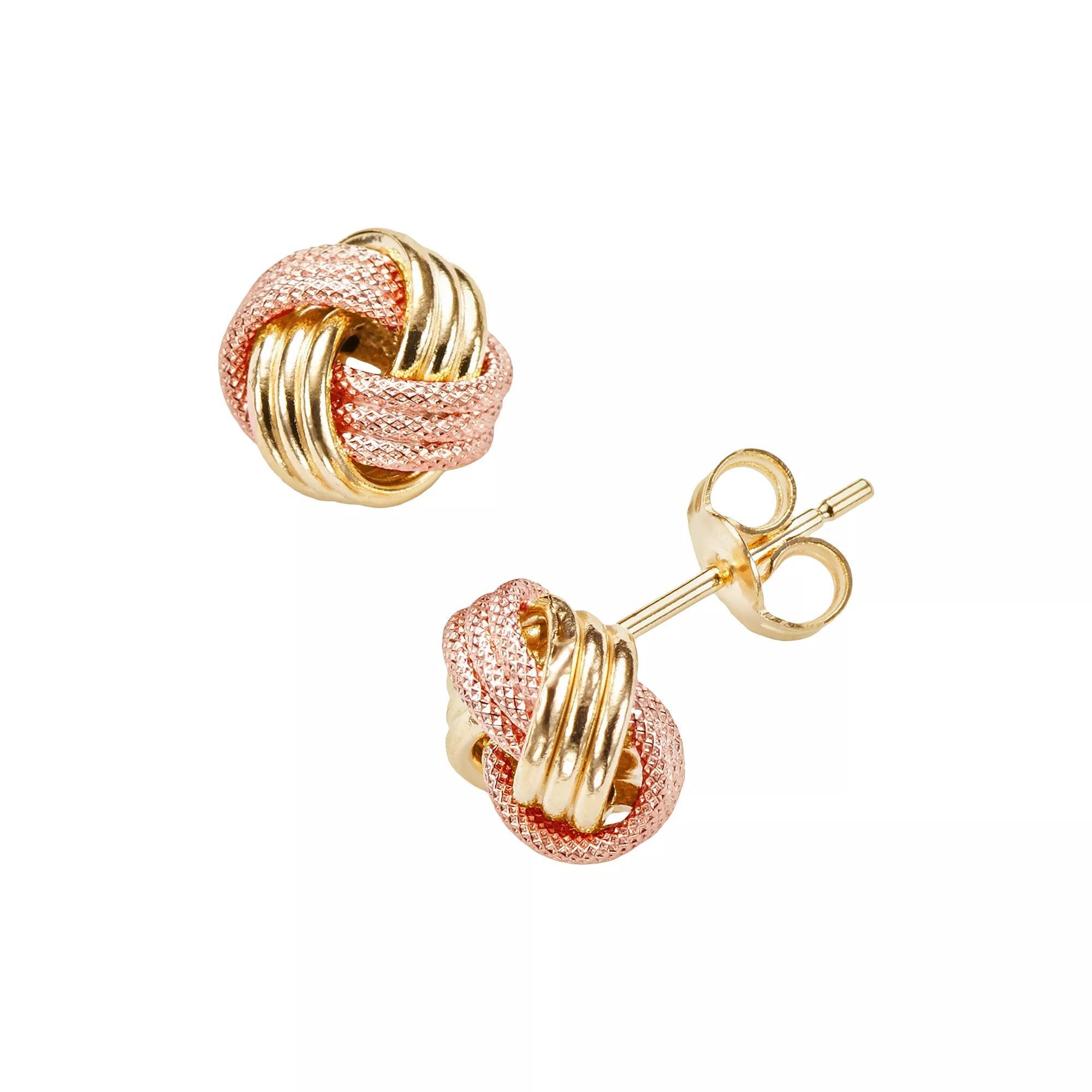 Jordan Blue 14k Rose Gold Textured Love Knot Stud Earrings, Women's Product Image