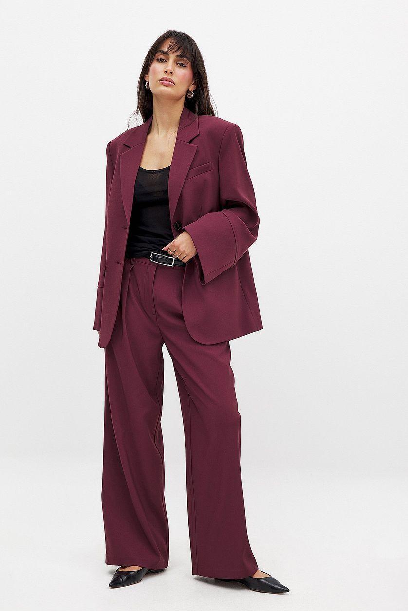 Wide Leg High Waist Suit Pants Product Image