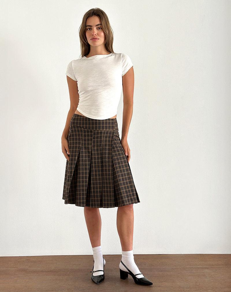 Vanka Midi Skirt in Dark Brown Check Female Product Image