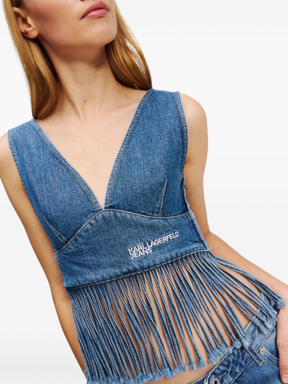 fringed denim top Product Image