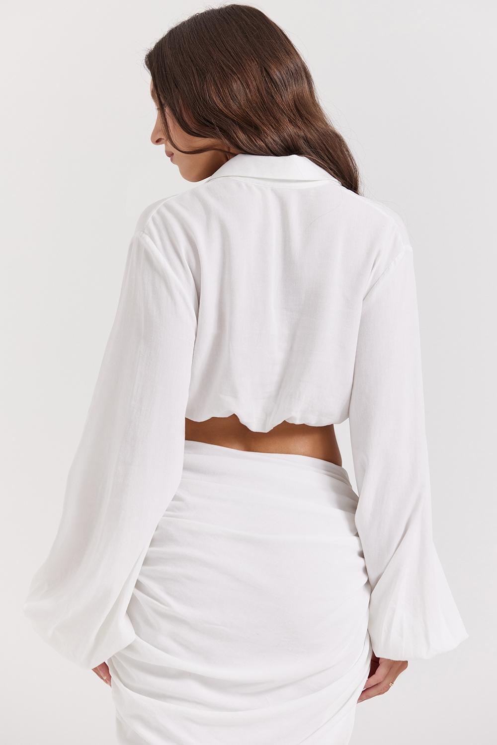 Palmer  white plunge blouson top Product Image
