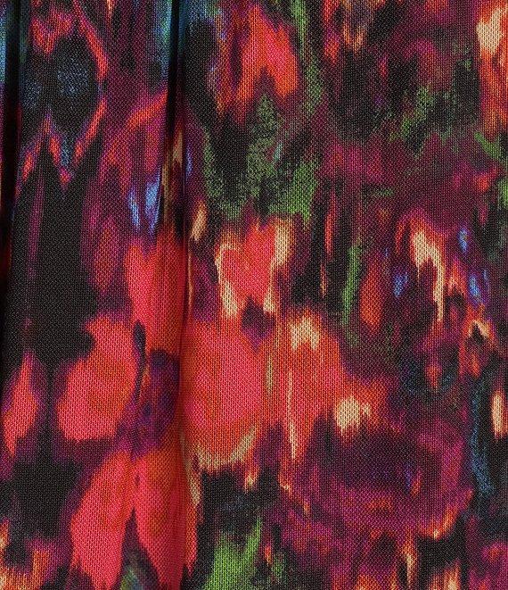 Intro Plus Size Soft Mesh Floral Print 3/4 Romantic Sleeve Top Product Image