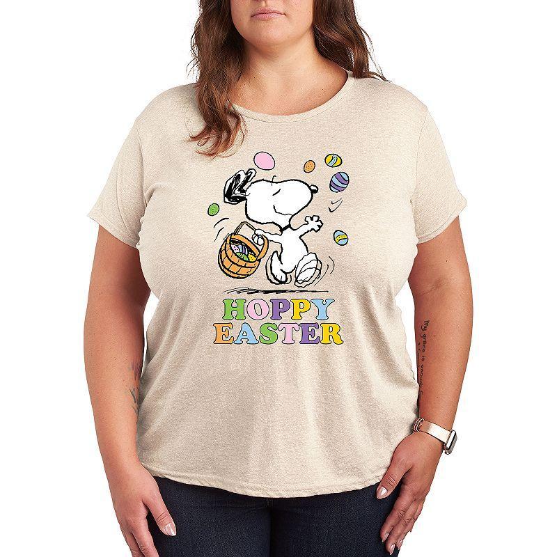 Plus Peanuts Snoppy Hoppy Easter Graphic Tee, Women's, Size: 2XL, Grey Gray Product Image