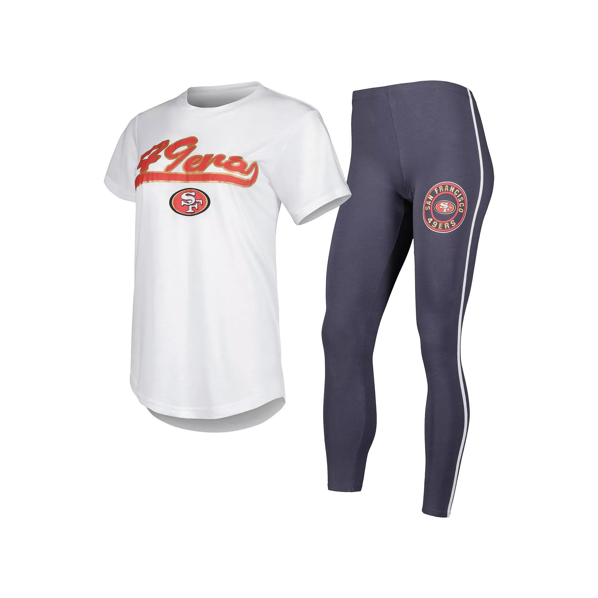 Womens Concepts Sport /Charcoal San Francisco 49ers Sonata T-Shirt & Leggings Sleep Set Product Image