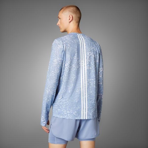adidas Own the Run CLIMACOOL 3-Stripes Long Sleeve Tee Dash Grey M Mens Product Image