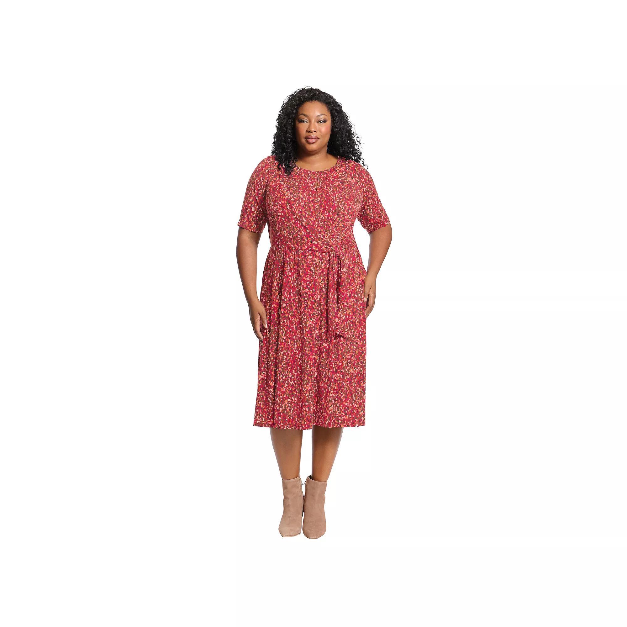 Plus Size London Times Side Tie Fit & Flare Midi Dress, Womens Product Image