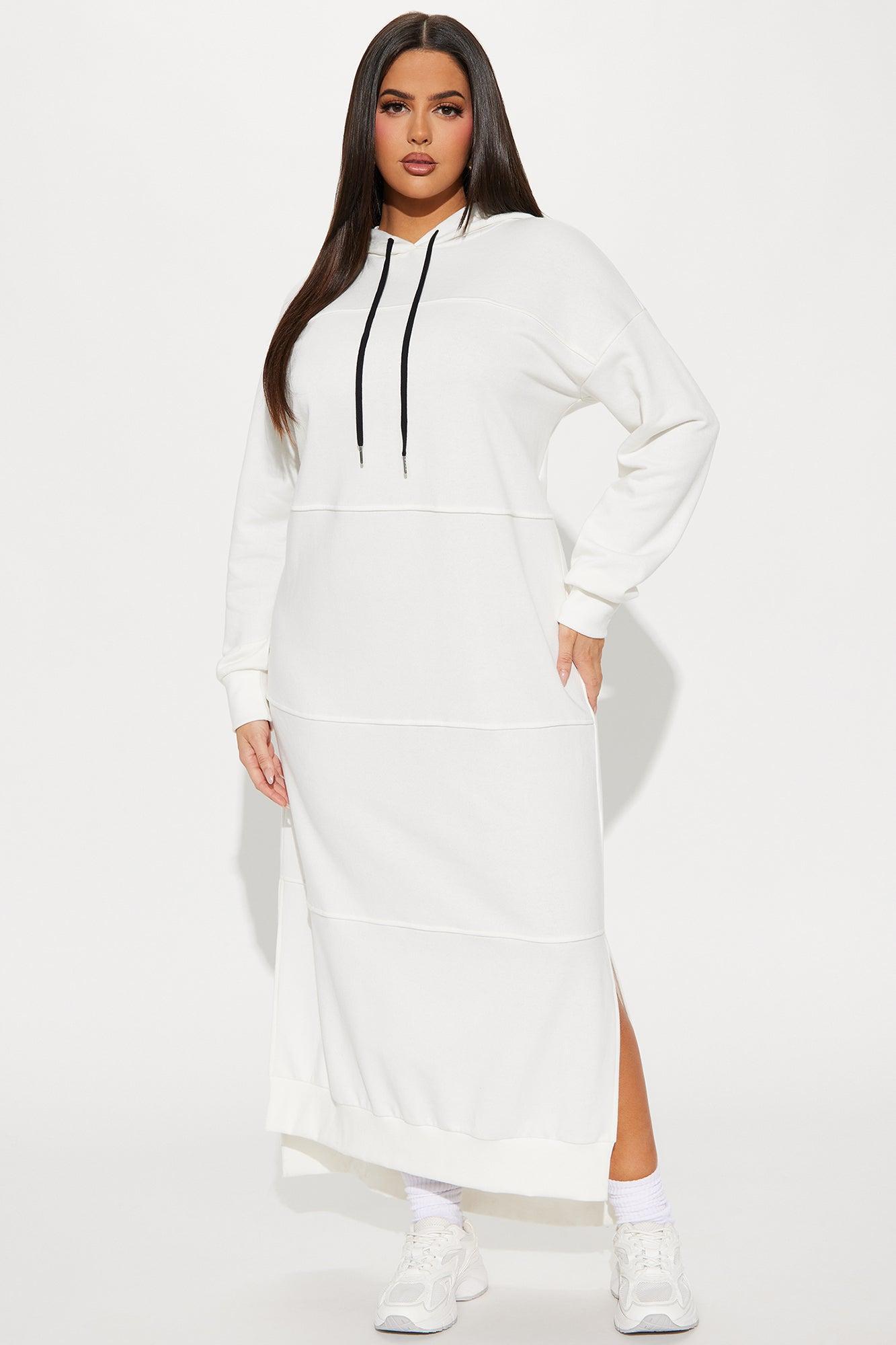 Kaya Sweatshirt Maxi Dress - White Product Image
