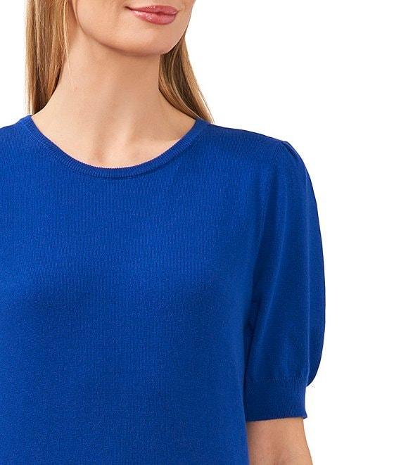 CeCe Knit Crew Neck Short Puff Sleeve Top Product Image