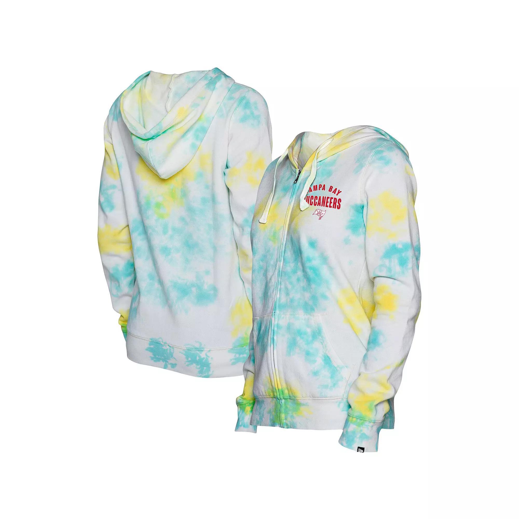 Women's New Era White Tampa Bay Buccaneers Ice-Dye Full-Zip Hoodie, Size: Medium, Team Product Image