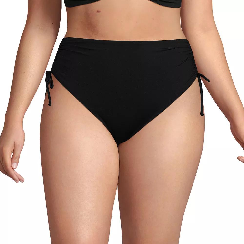 Plus Size Lands' End Size High Waisted Adjustable Bikini Bottoms, Women's, Size: 20 W, Black Product Image
