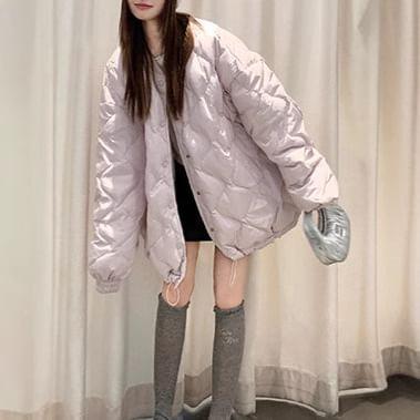 Plain Quilted Single-Breasted Coat Product Image