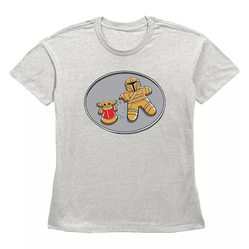 Women's Star Wars The Mandalorian Grogu Gingerbread Cookies Graphic Tee, Size: Medium, Oatmeal Product Image