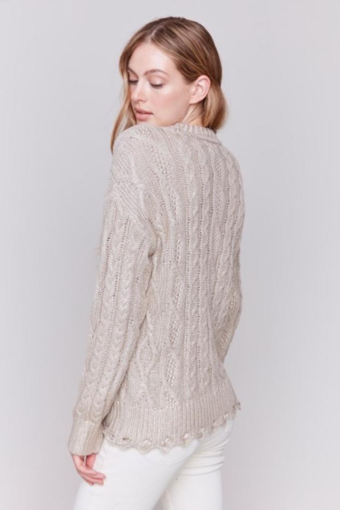 Metallic Cable Knit Sweater Product Image