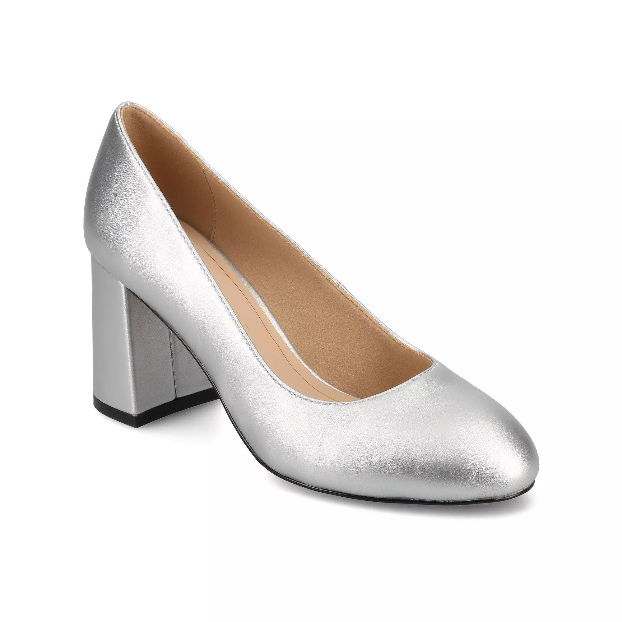 Journee Seraphina Covered Block Heel Women's Shoes, Size: 7.5, Silver Product Image