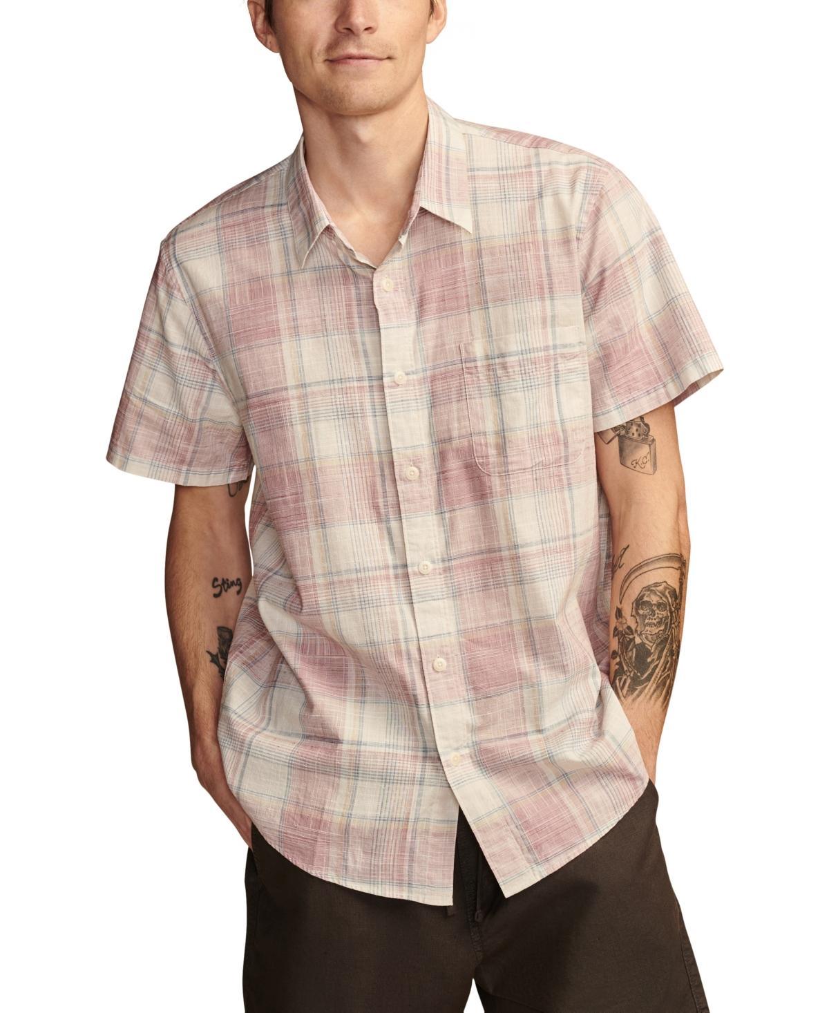 Lucky Brand Plaid San Gabriel Short Sleeve 1 Pocket Shirt (Grey Plaid) Men's Clothing Product Image