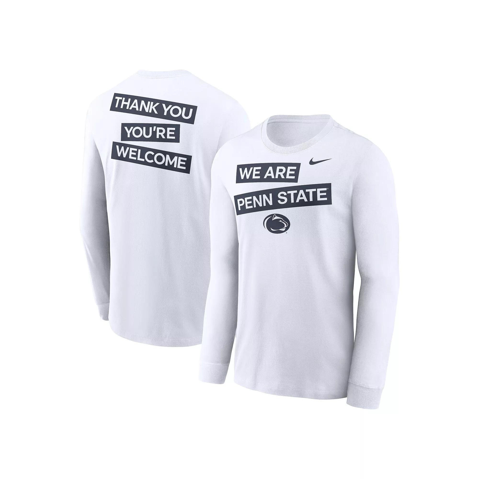 Men's Nike White Penn State Nittany Lions Two-Hit Classic Location Long Sleeve T-Shirt, Size: 2XL Product Image