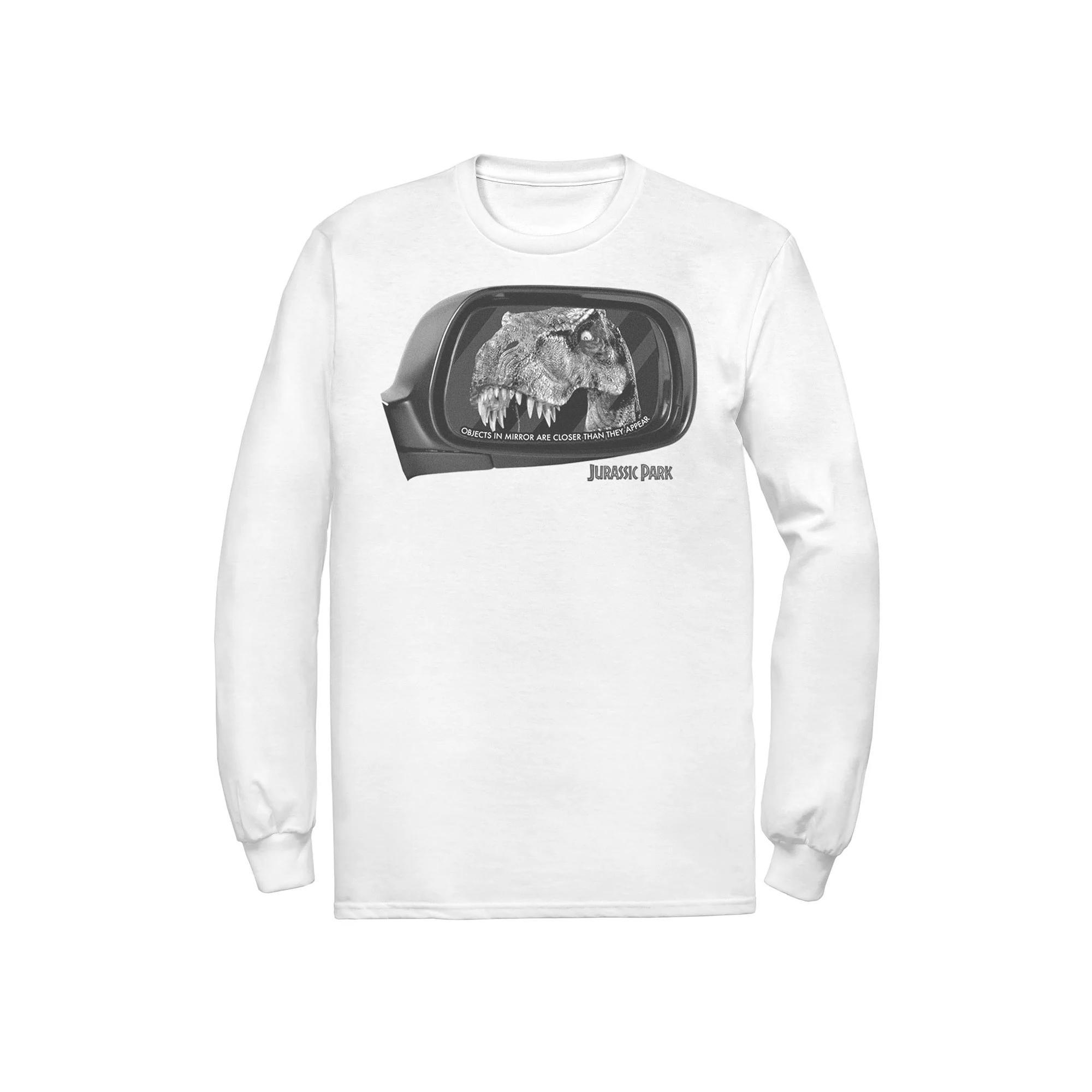 Men's Jurassic Park T-Rex In Car Side Mirror Tee, Size: XXL, White Product Image