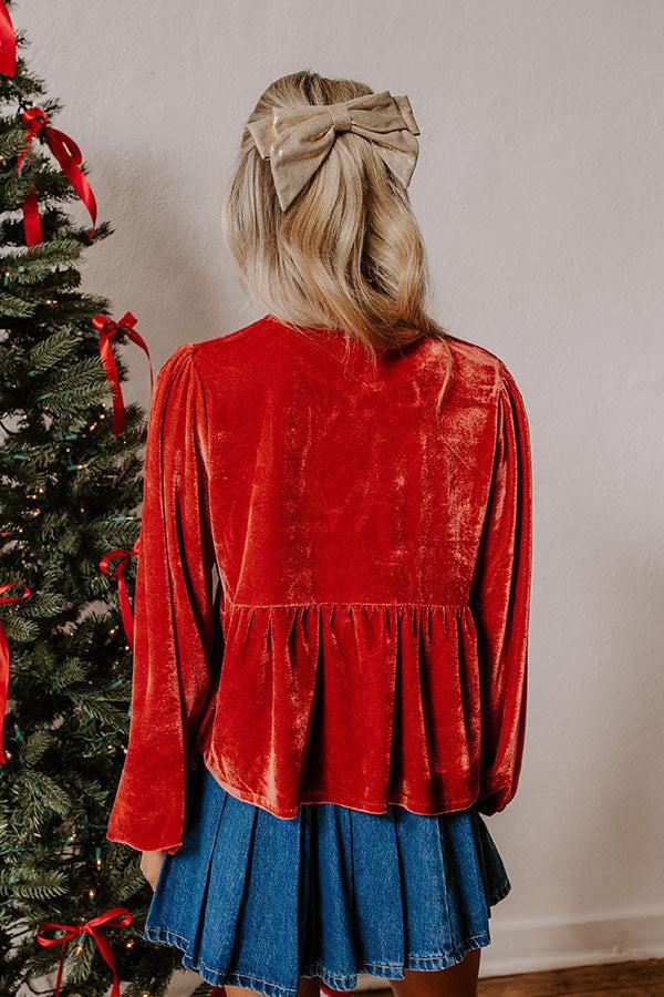 Chic Lifestyle Front Tie Velvet Top in Scarlet Product Image