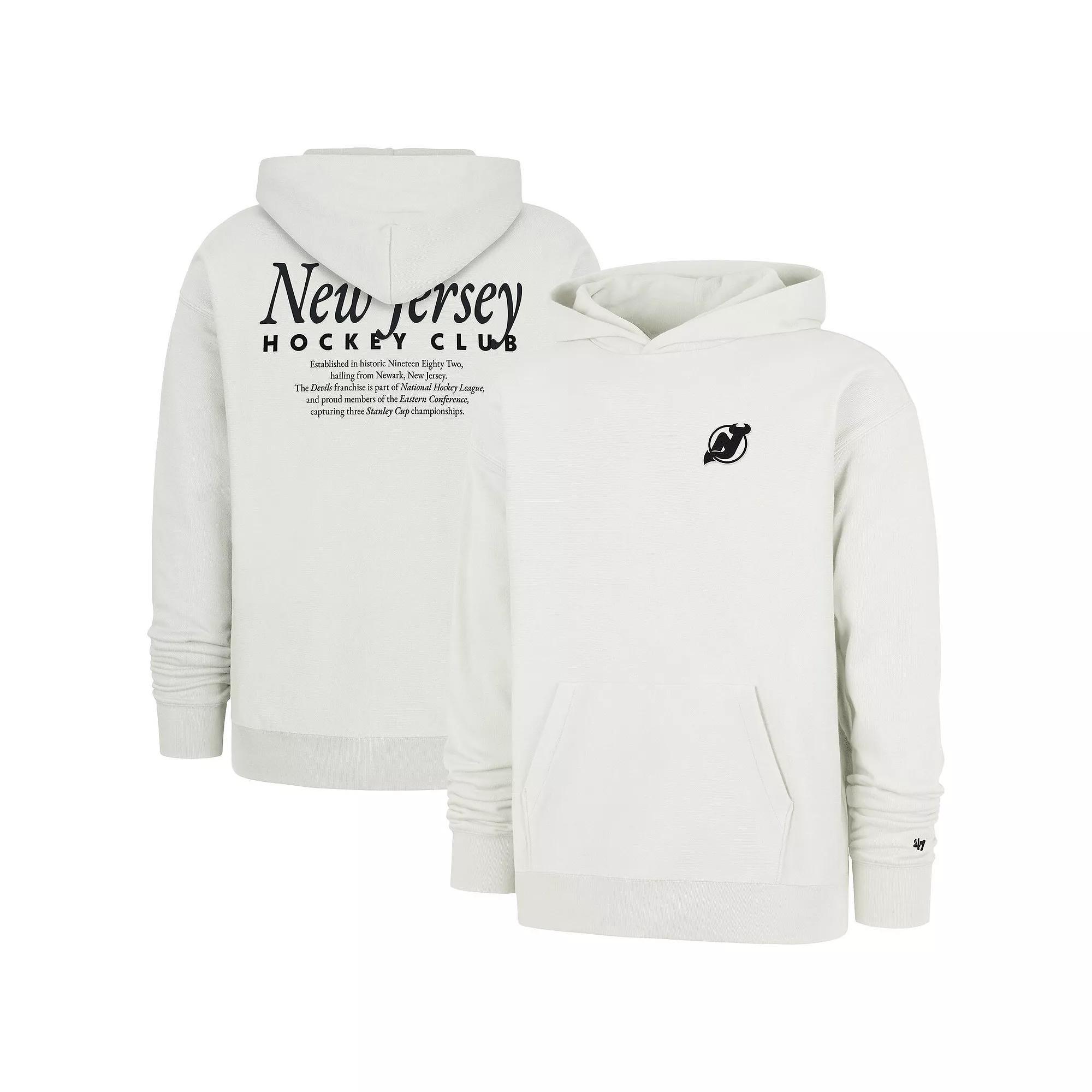 Men's '47  Natural New Jersey Devils Foundation Pullover Hoodie, Size: 3XL, Nhl Beige Product Image