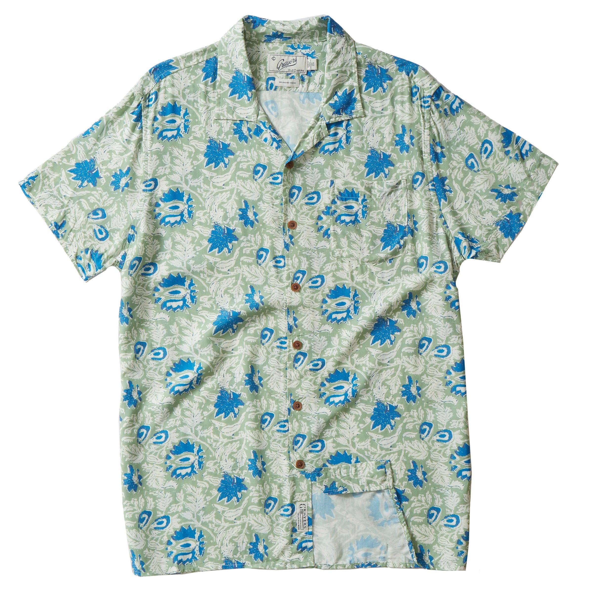 Vintage Hawaiian Camp Collar Shirt - Batik Print Product Image