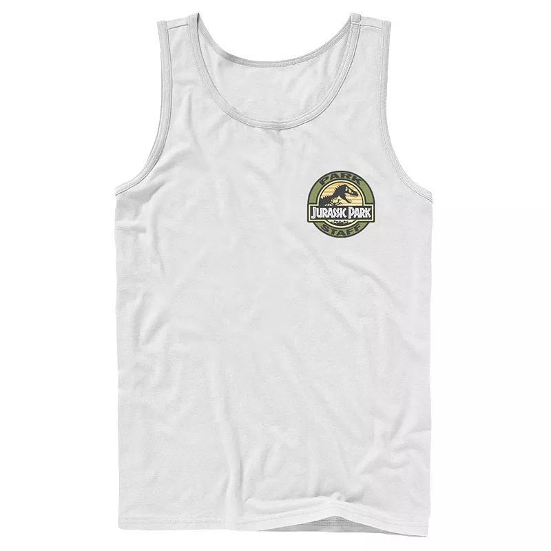 Mens Jurassic Park Staff Logo Pocket Patch Graphic Tank Top Blue Product Image
