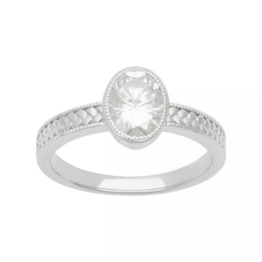 Women's Love Always Sterling Silver 1 3/8 Carat T.G.W. Oval-Cut Moissanite Braided Shank Engagement Ring, Size: 5 Product Image