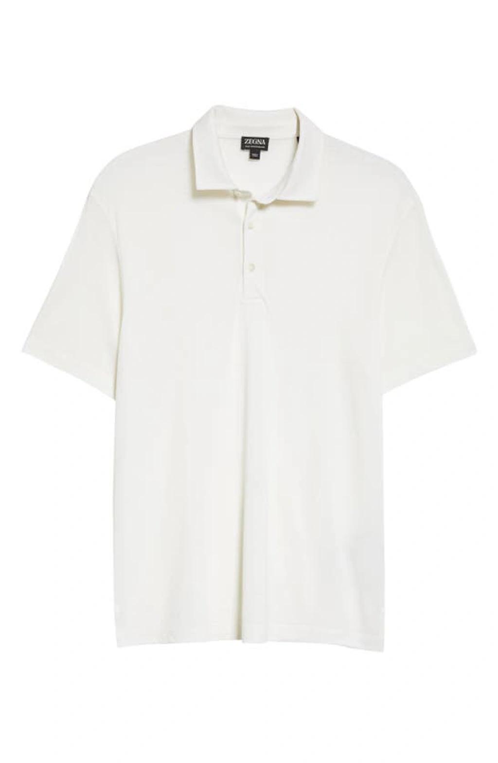 ZEGNA White High Performance Wool Short-sleeve Polo Product Image