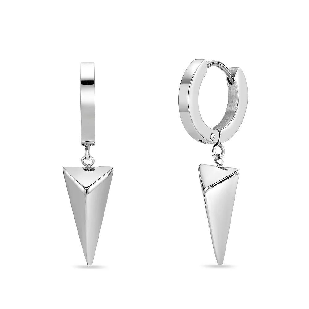 Men's LYNX Stainless Steel Pyramid Hoop Earrings Product Image
