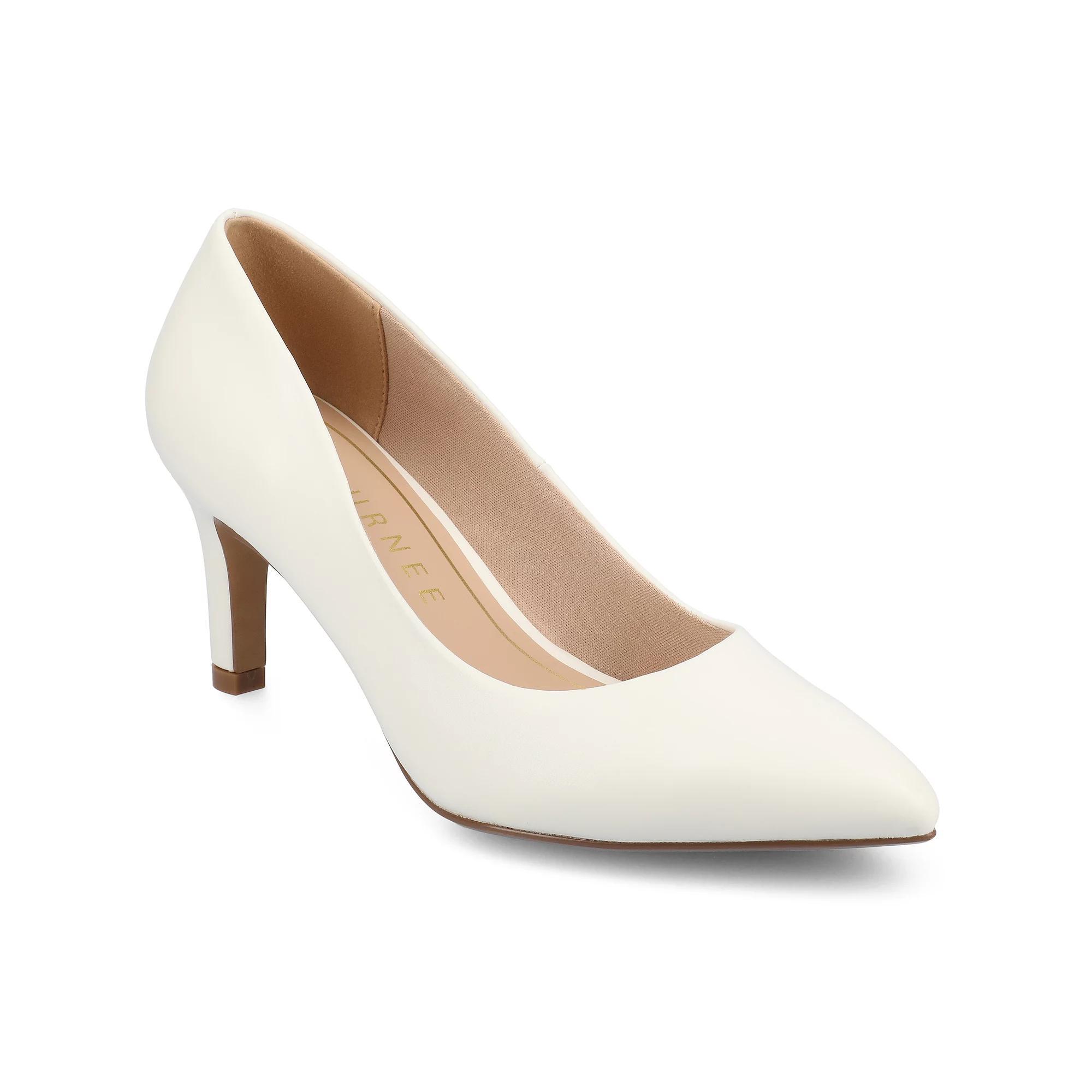 Journee Scylee Slip-On Stiletto Pointed-Toe High Heel Shoes, Women's, Size: 8.5, White Product Image