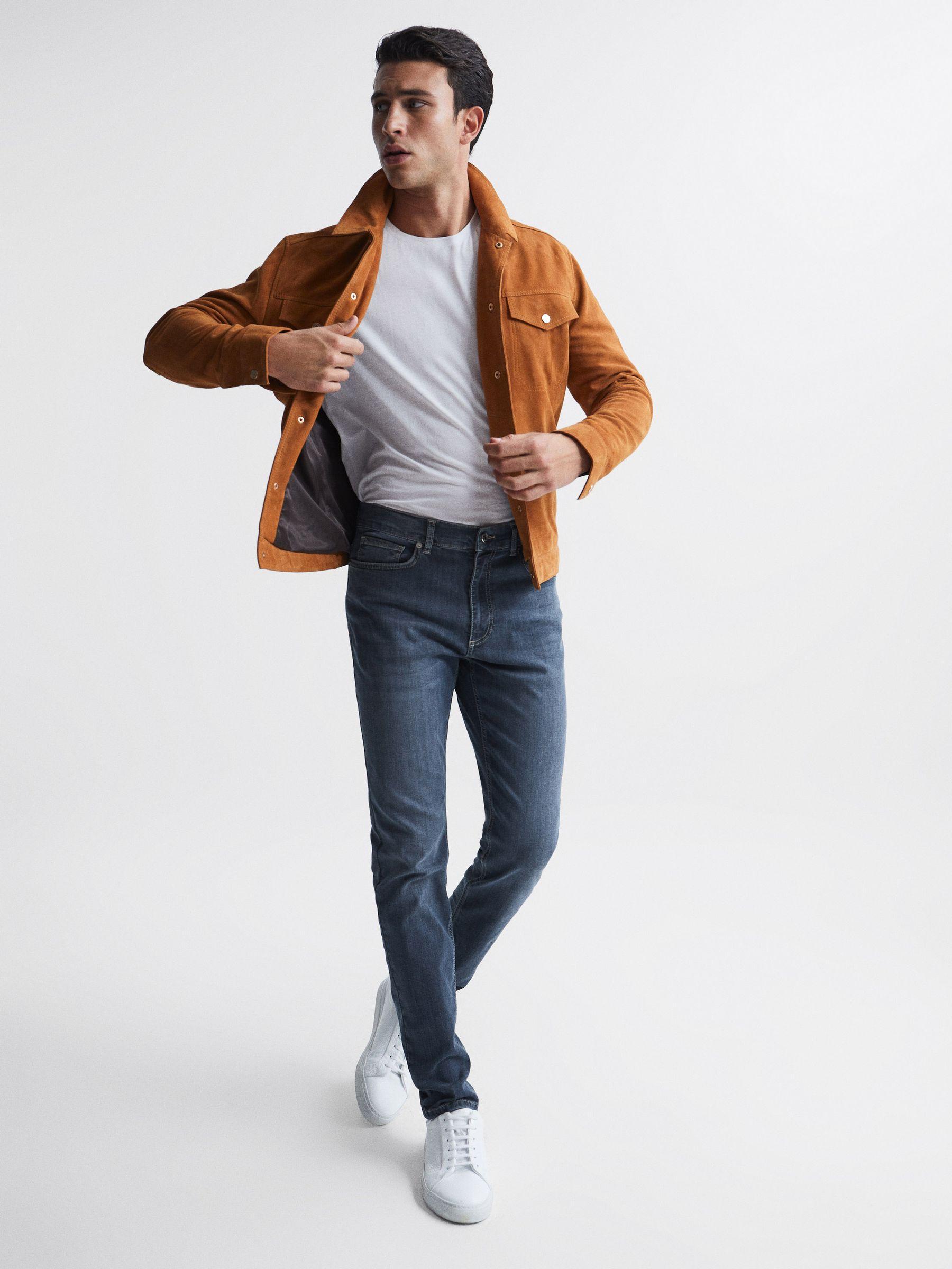 Jersey Slim Fit Washed Jeans in Washed Indigo Product Image