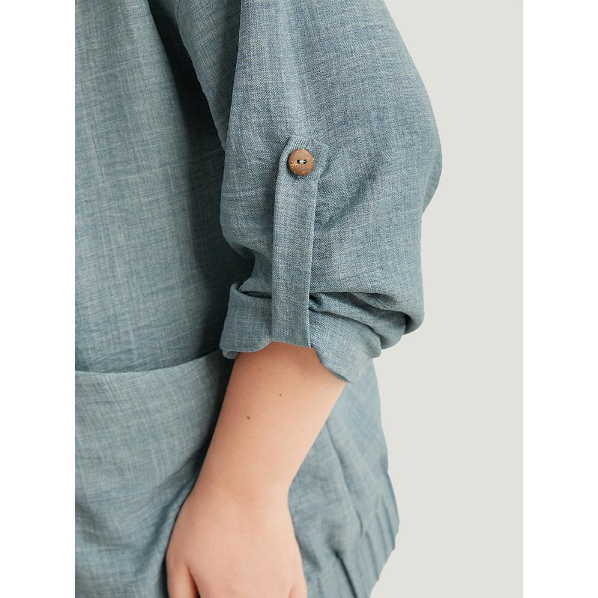 Plus Size Plain Pocket Zipper Tab Sleeve Jacket Women Aegean Zipper Pocket Dailywear Jackets BloomChic 28/5X Product Image
